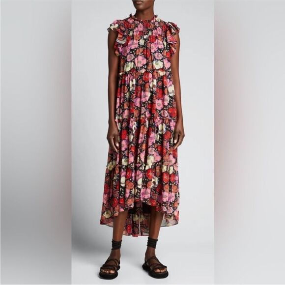 cinq a sept Dresses & Skirts - Cinq à Sept High Low Floral Dress - Pink and Black, US0